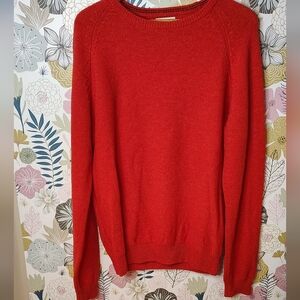 Le 31 Tricot knit wear Men's L orange/ red 100%new wool pullover